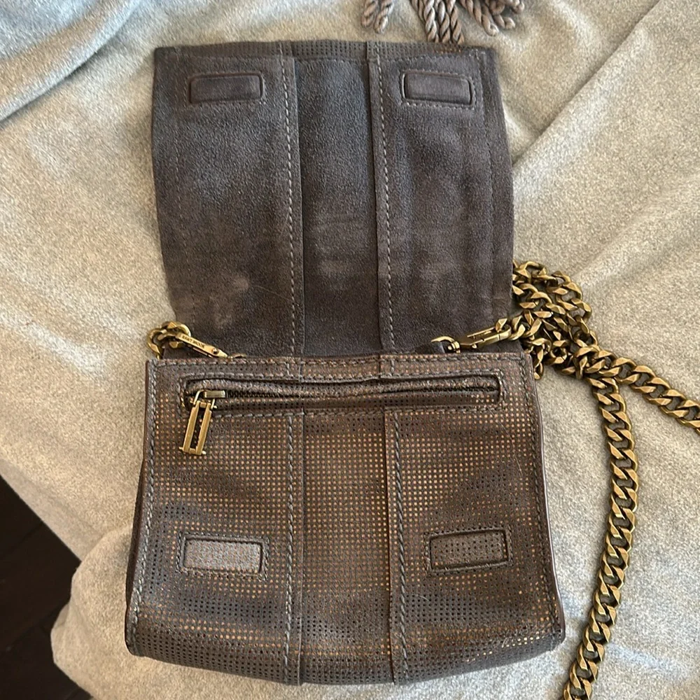 Ramy Brook New York soft metallic suede crossbody bag clutch - Picture 7 of 12